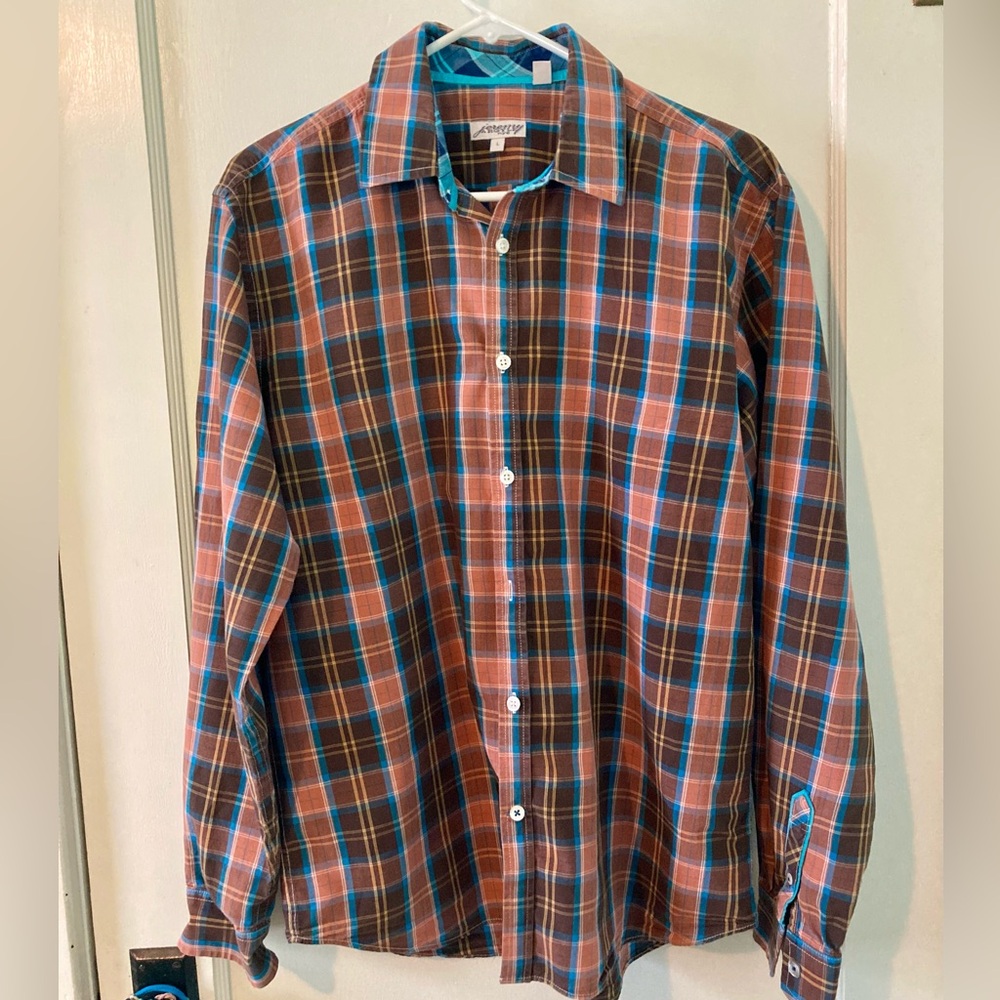 Brown & Blue Casual Button Down Shirt